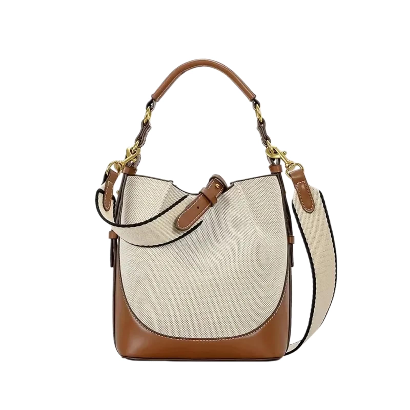 Borsa A Tracolla da Mano Secchio Donna, Spalla Maniglia Superiore Convertibile con Cinturina Larga Rimovibile-Black Pu