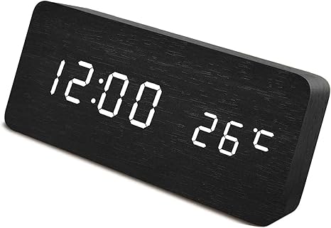 Amazon Co Jp 置き時計 置時計 デジタル おしゃれ 北欧 木目調ledアンティーク 時計 クロック 目覚まし時計 デジタル時計 アラーム 時計 卓上 アラーム 温度 木製 ブラック ホーム キッチン