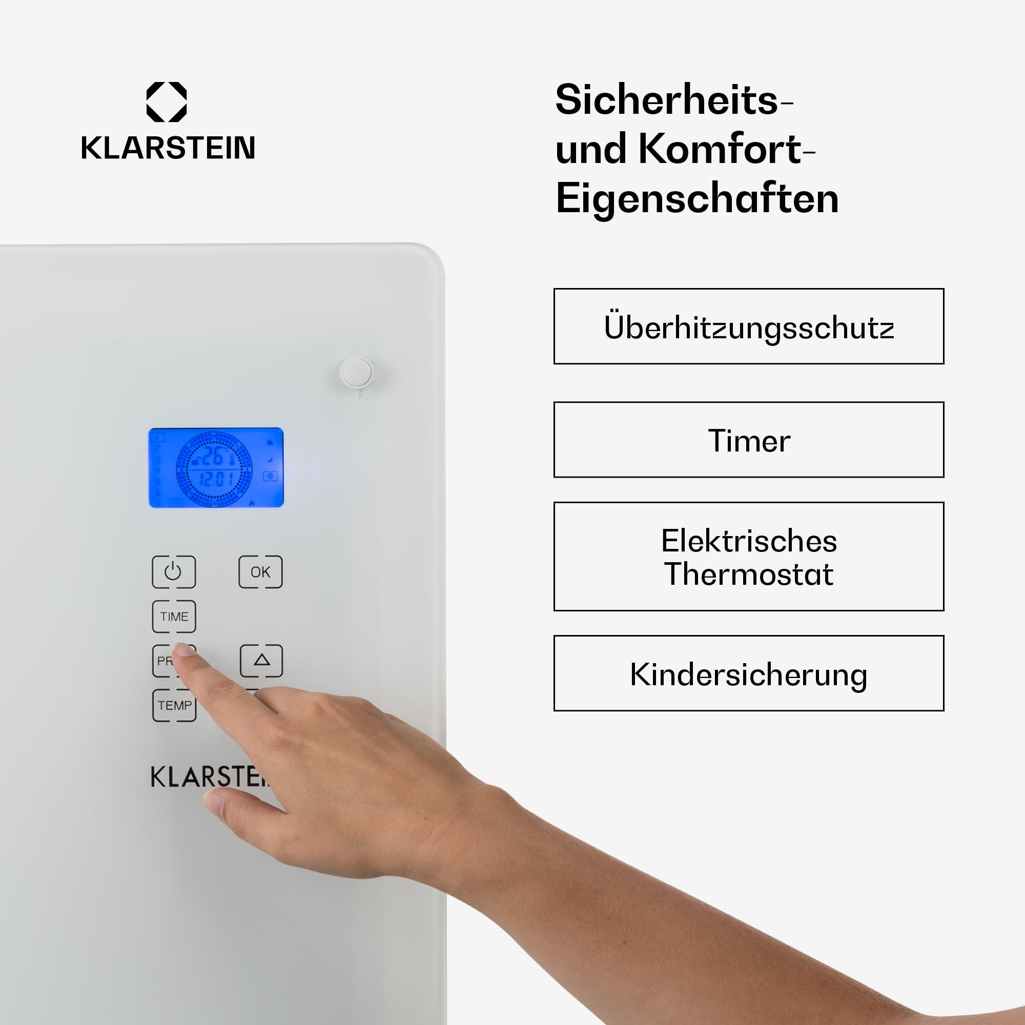Klarstein Elektroheizung, Konvektor-Heizung mit Bodenrollen, Mobile Elektroheizung Energiesparend, Leise Heizung Elektrisch, Standgerät Heizkörper Elektrisch mit Thermostat & App-Steuerung, 2000 W