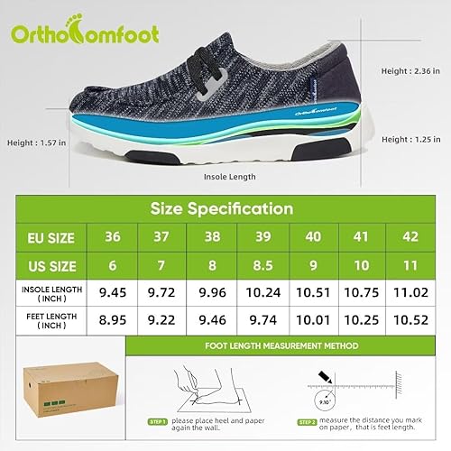 Miniatura 6 de OrthoComfoot Zapatos sin cordones para mujer con soporte de arco cómodos mocasines casuales para fascitis plantar zapatos ortopédicos para aliviar