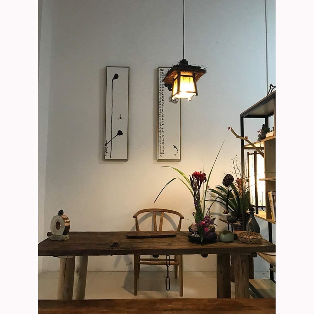 MMRTDJDR Tradycyjne vintage wisiorki Akcesoria światła chińska lampa południowo -wschodniej Azji Południowo -Wschodnia światło japońskie ręcznie tkane wiejskie oprawy żyrandola