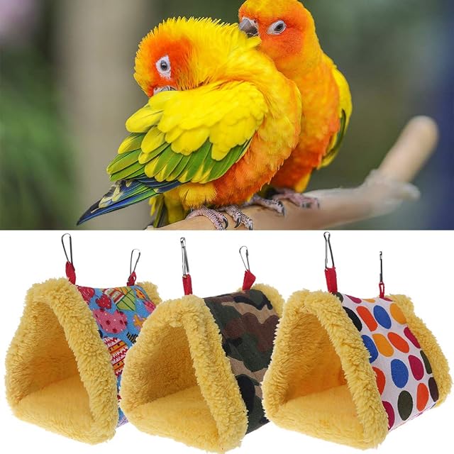 Foto 4 de 4 de Hothap Hamaca colgante de pájaro, jaula para pájaros, nido de peluche, cabaña, cama cálida