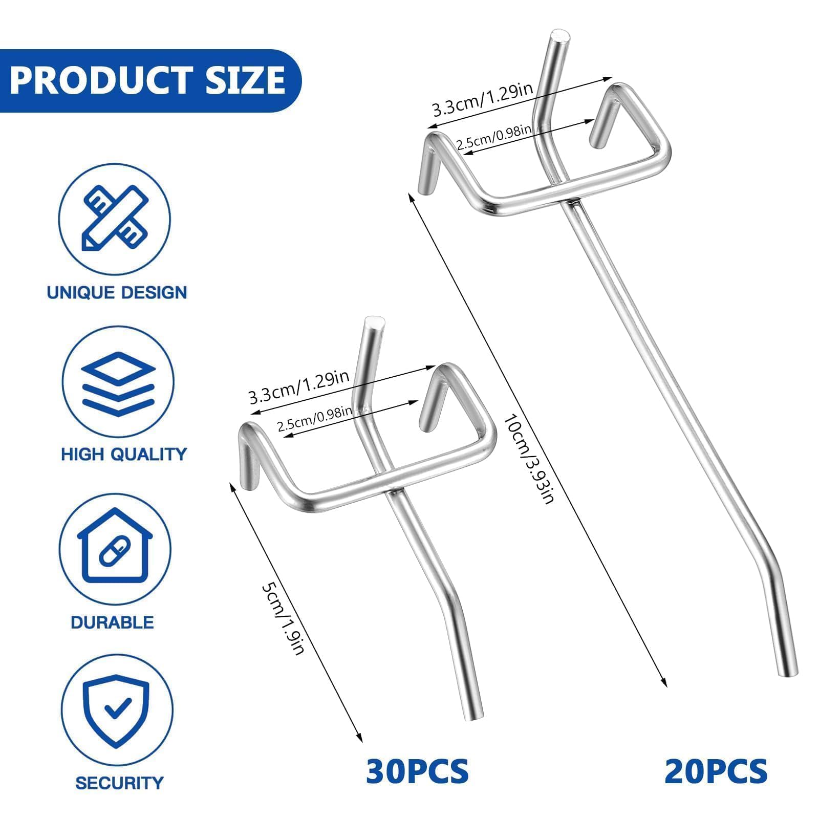 50 Ganci Per Parete Forata In Acciaio, Ideali Per Scaffali Da Negozio, Supermercato O Officina - Foto 4