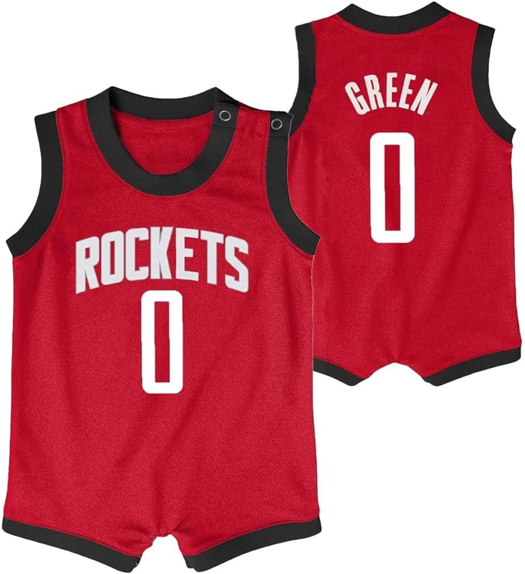 Outerstuff Jalen Green Houston Rockets #0 Newborn/Infant Player Name & Number Romper Onesie