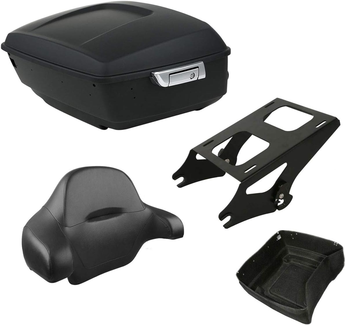 Green-L Matte Black King Trunk 2 Up Mounting Rack Wrap Around Backrest Fit for Harley Touring Road King Street Electra Glide 2014-2025