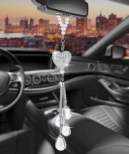 Miniatura 41 de Adornos para espejo retrovisor, accesorios brillantes para colgar en el espejo del automóvil, decoración de automóvil para mujer, accesorios Azul