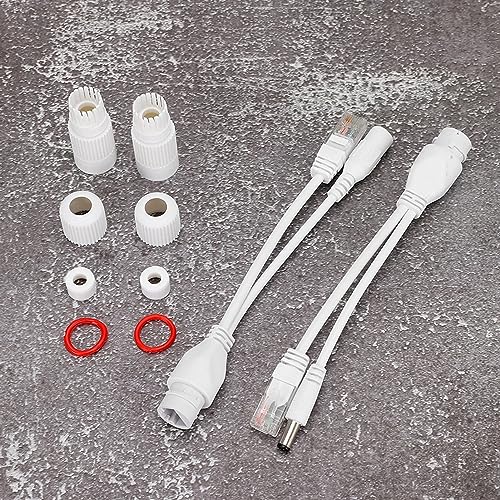 5 Pares Adaptador Divisor POE, Divisor Ethernet POE para Cámara IP, Inyector Power Over Ethernet DC12V con Transferencia de Datos 10/100Mbps para Cámaras de Seguridad (Blanco) miniatura 5