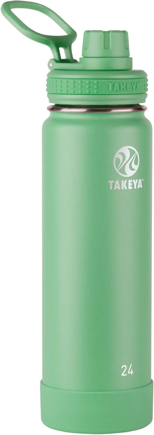 Takeya Actives Water Bottle with Spout Lid - Bottle with Double Stainless Steel Insulation - Dishwasher Safe & BPA-Free - Bottle with Spout Lid & Removable Bumper - 24 oz, Mint