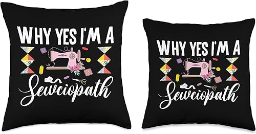 Miniatura 3 de CharlIan Minds - Sewing Lover Humor Saying Why Yes Im A Sewciopath - Divertida almohada de día para máquina de coser, 16 x 16 pulgadas, multicolor