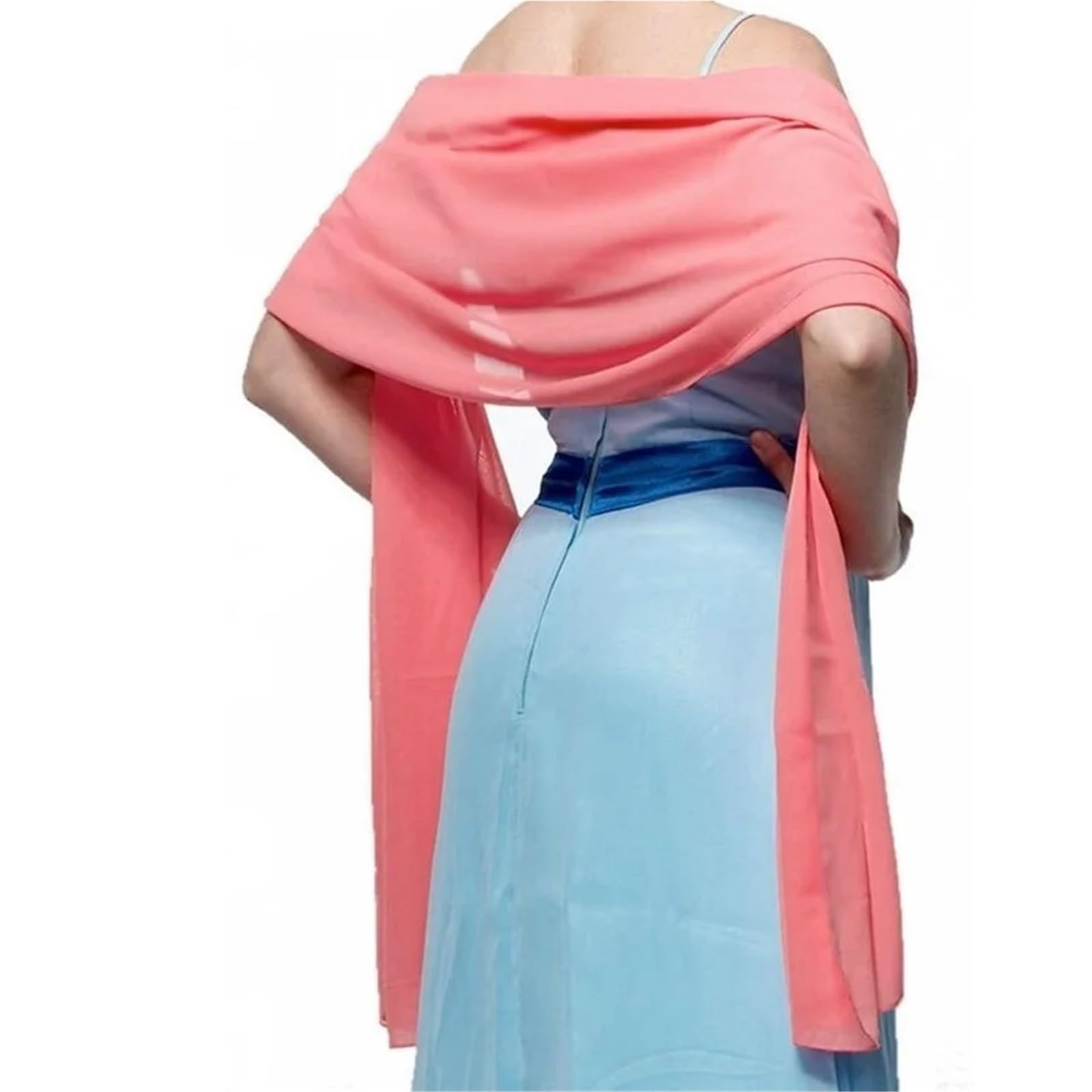 HEUchuan Wedding Dress Shawl Solid Chiffon Wedding Bridal Shawl Wrap Cape Bolero Scarf Cloak Women Accessories(Orange)