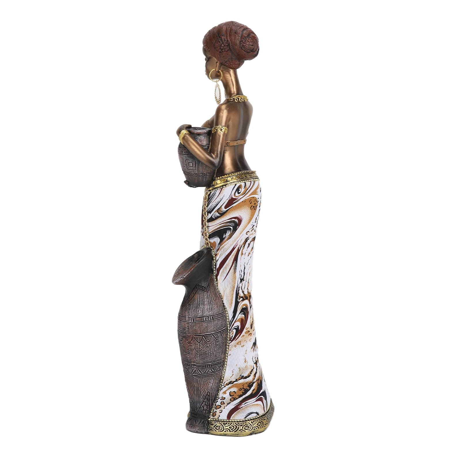 afrykańska kobieta statua ręcznie wykonana z żywicy plemienna figurka damy Vintage realistyczna tajemnicza afrykańska dama rzeźba na półkę na biurko (G04172A)