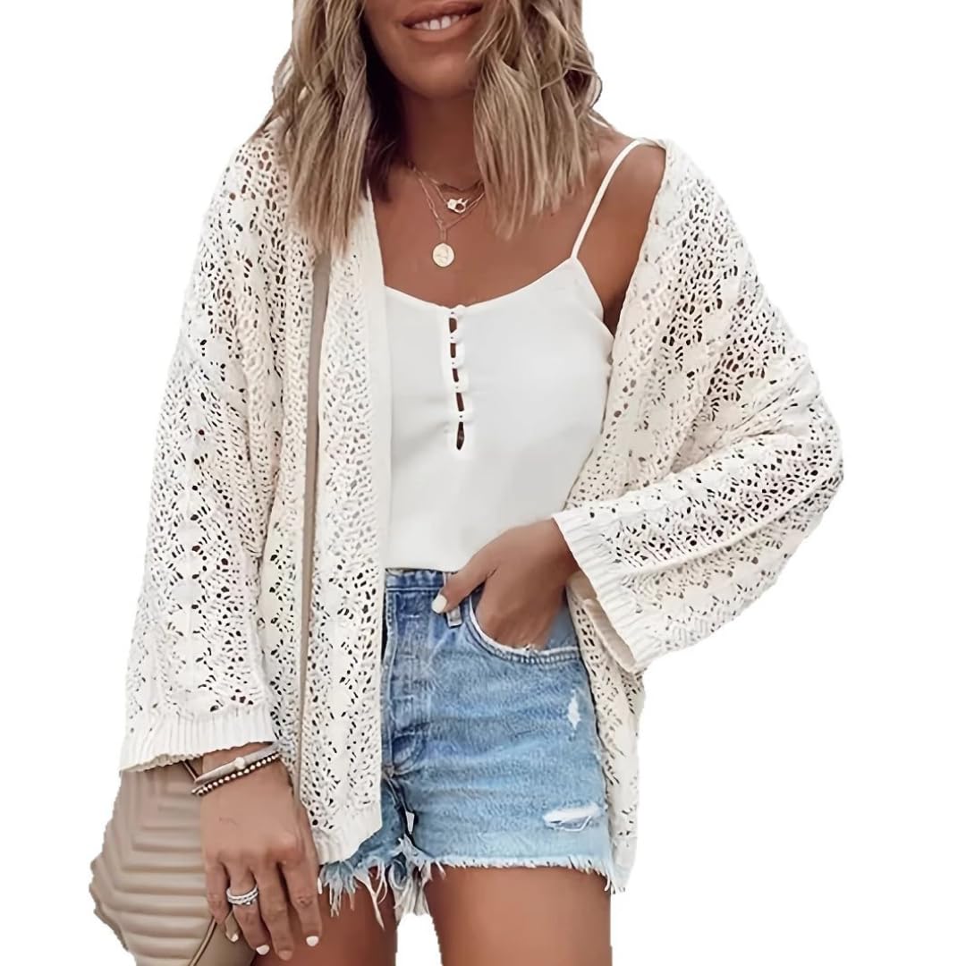 Maglia Donna A Maglia Acrilica Girocollo Ampia Maniche Lunghe | Maglia acrilica morbidezza media con motivo jacquard, vestibilità ampia per outfit casual street stile primavera