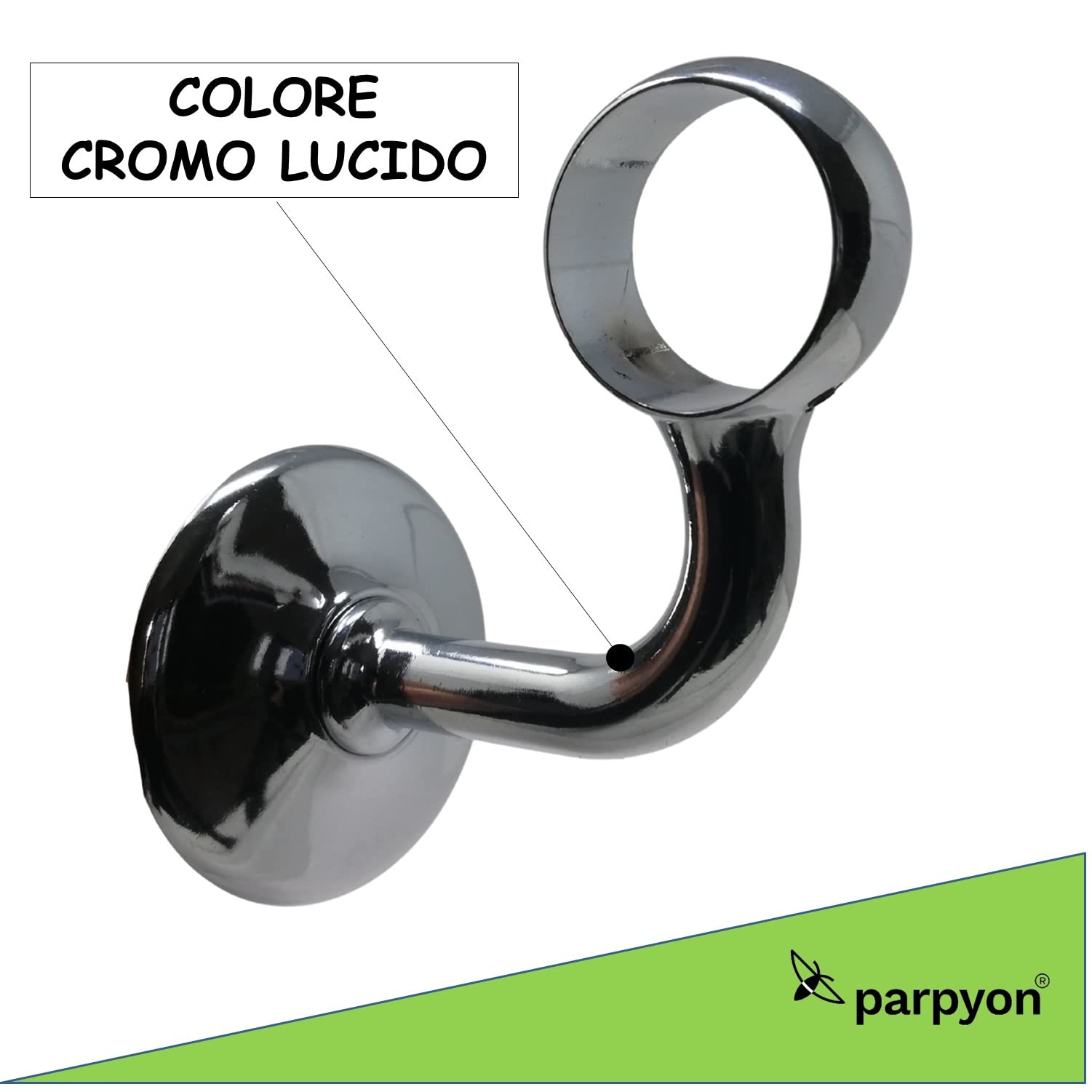 Parpyon® Supporti per corrimano a muro Staffe tubo passamano in Ferro accessori per ringhiere, Reggi Tubi con tasselli e viti prodotto italiano (Supporti 525, Cromo-525)