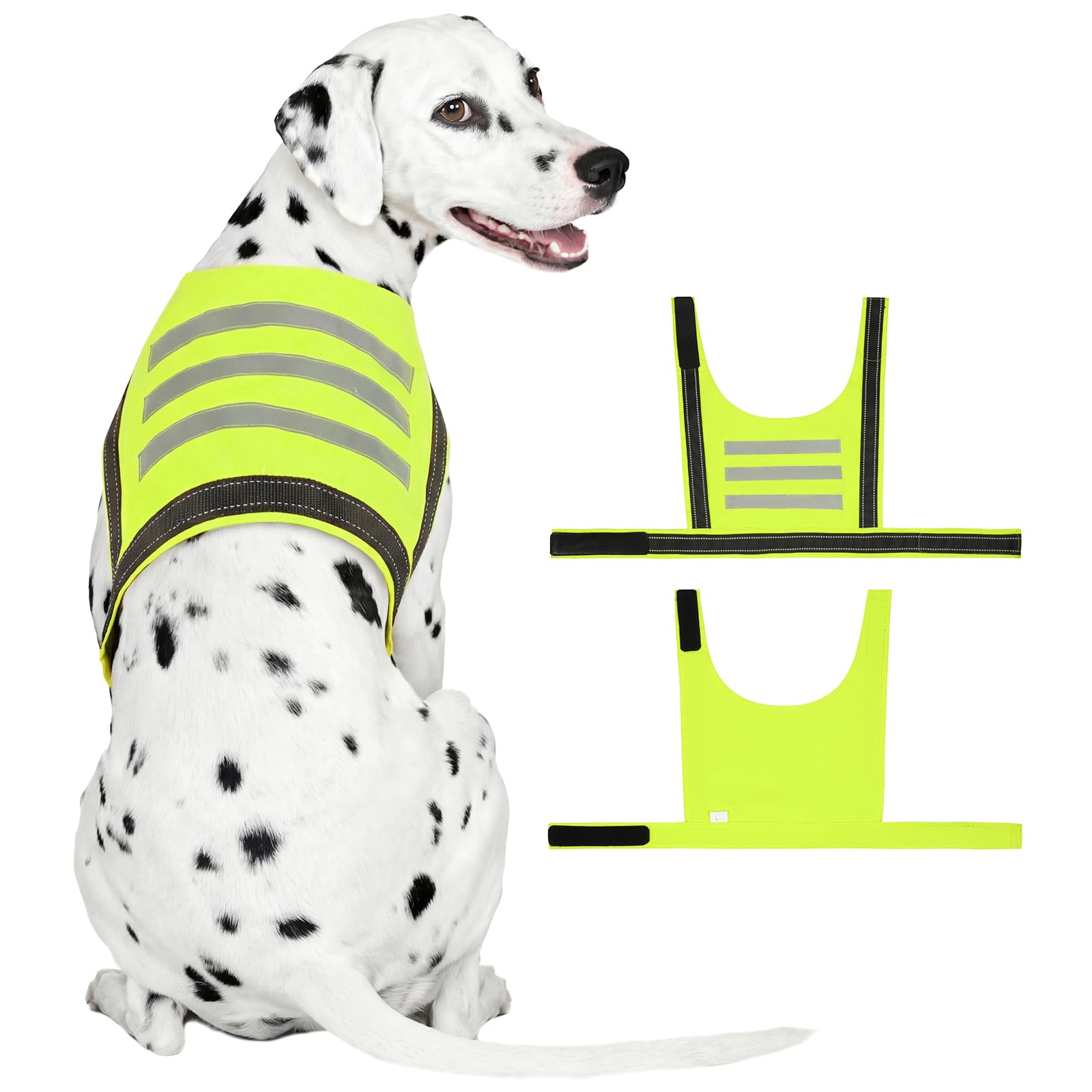 OUOBOB High-Visibility Dog Vest for Night & Summer, Breathable Mesh Reflective Safety Coat with Adjustable Magic Tape (L, Green)