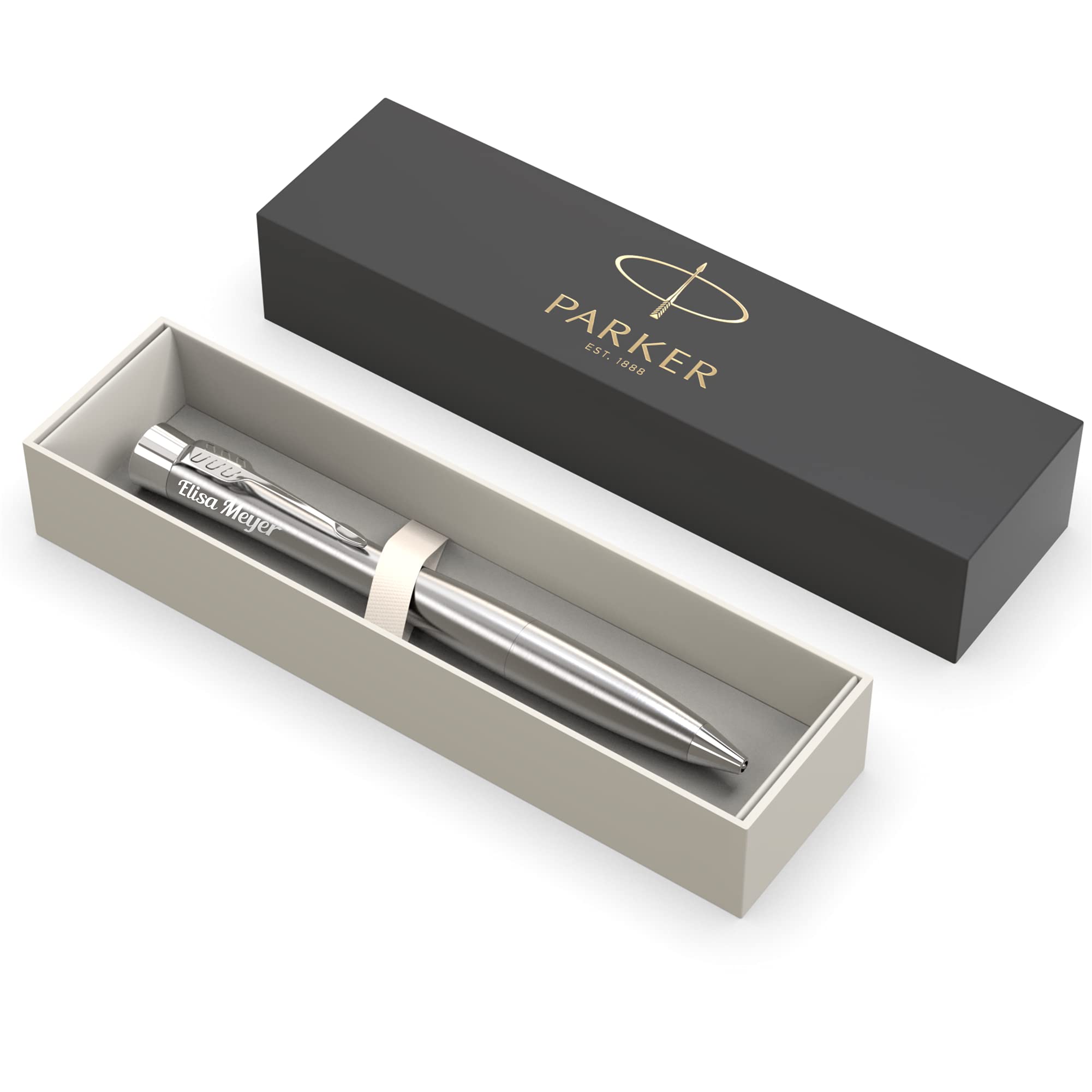 PARKER Urban Personalisierter Kugelschreiber mit Gravur - Edelstahl | Personalisierte Geschenke für Weihnachten, Bester Chef der Welt, Stift mit Namen Glückbringer Prüfung, blauschreibend
