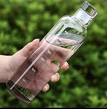 زجاجة مياه قابلة لإعادة الاستخدام، من البلاستيك الشفاف، سعة 500 مل بعلامات للوقت، زجاجة شرب شفافة مانعة للتسرب للرجال والنساء لصالة الألعاب الرياضية والأنشطة الخارجية واللياقة البدنية (لون رمادي)