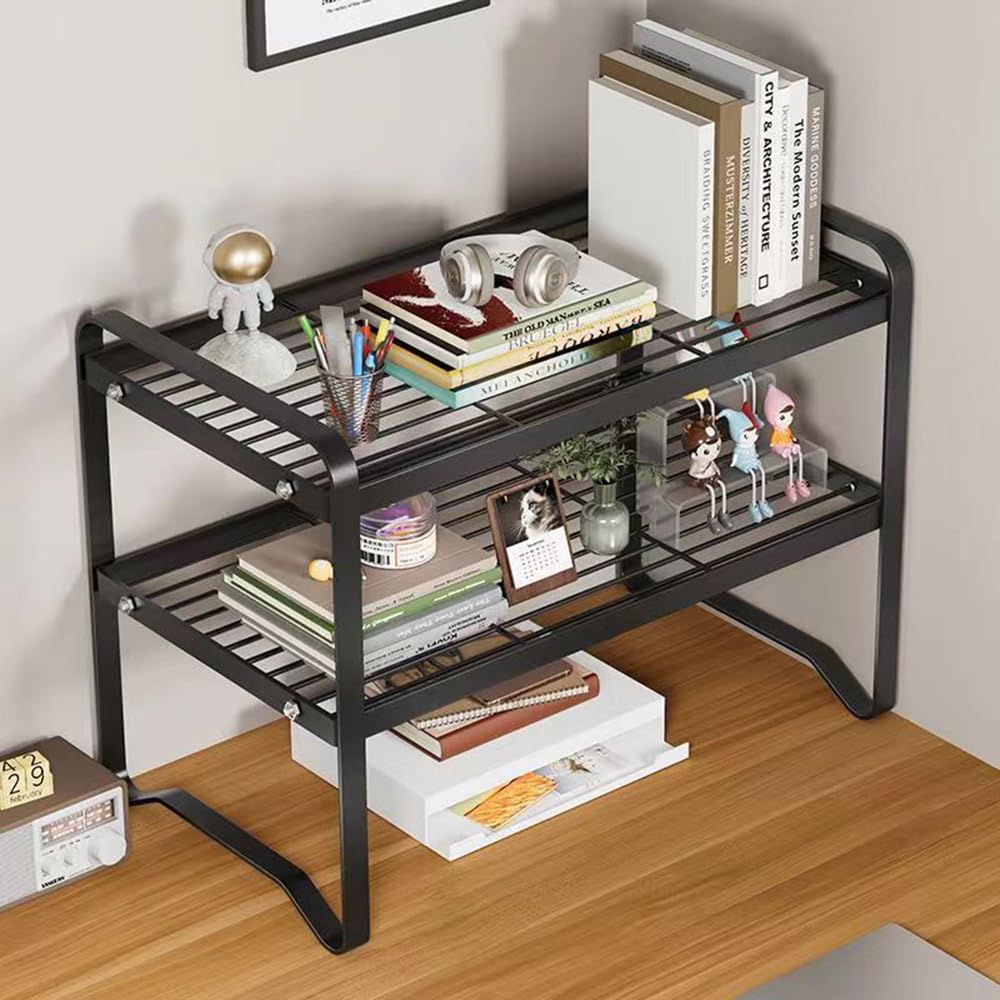 Amazon.com : Hbluefat Desktop Organizer Shelf, 2 Tier Metal