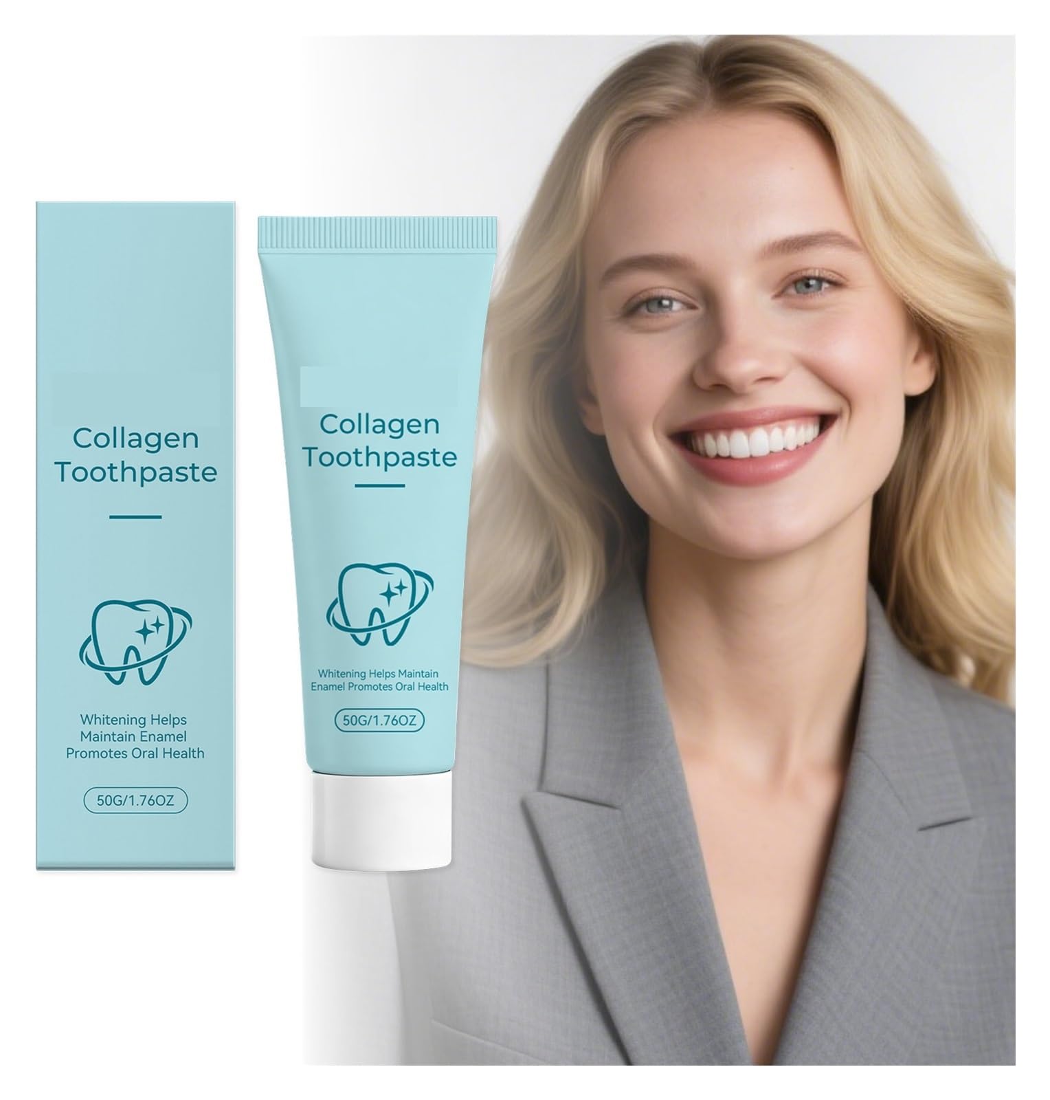 50 g de pasta dientes colágeno | Ilumina y limpia en profundidad, ideal for el cuidado diario de adultos(2pcs)