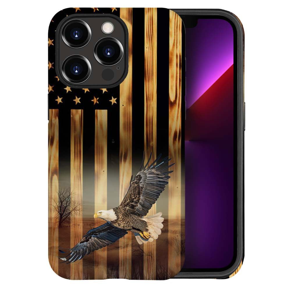 DAIZAG Compatible with iPhone 13 Case,Phone Hybrid 2-Layer Hard Shell for Anti Drop and Shock Protection,Cases for Man Woman-Flying Eagle American