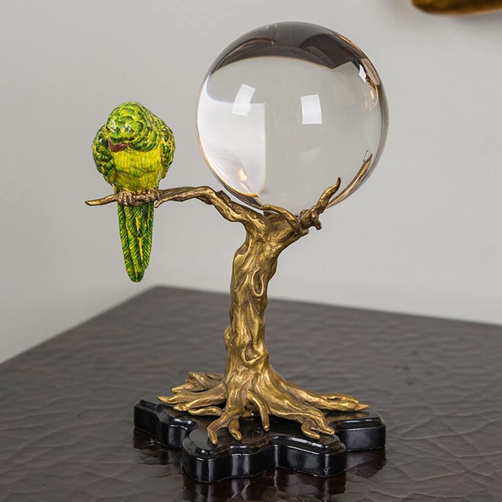 Dekoracje ze szklanych kulek, Crystal Ball With Bird Branch Base Or Metal Multiple Sizes(B)