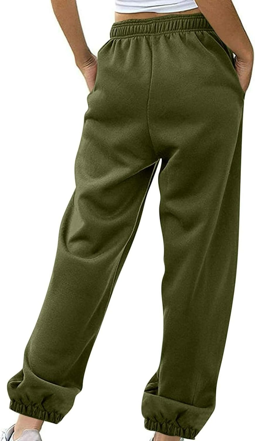 Plus Size Sweatpants for Womens Straight Leg Elastic High Waist Drawstring Casual Loose Cozy Pants with Pocket