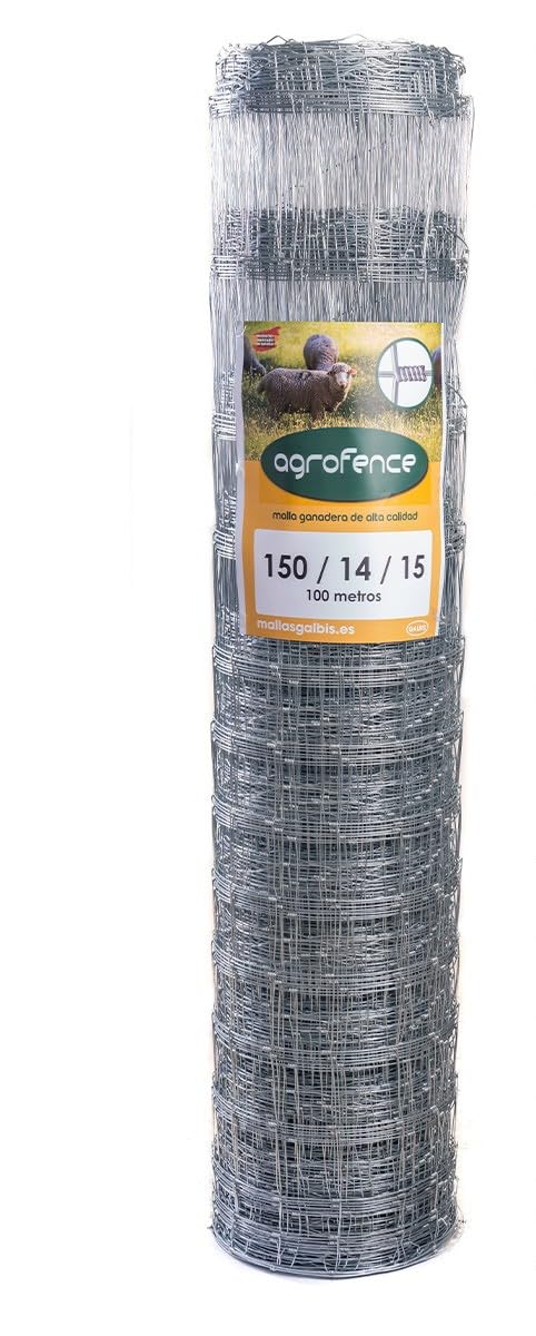 Malla Anudada Agrofence 150/14/15 | Rollo de: 100m | Color: Gris | Diámetro: 2.4mm