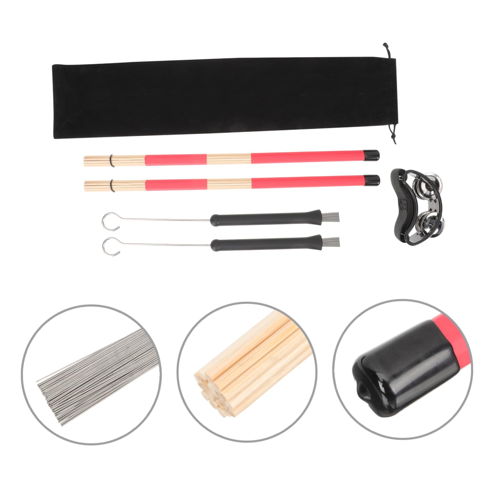 VICASKY Drum Instrument Accessories 4-piece Drum Brush Set Drum Kit Drummer's Cleaning Tools and Brush