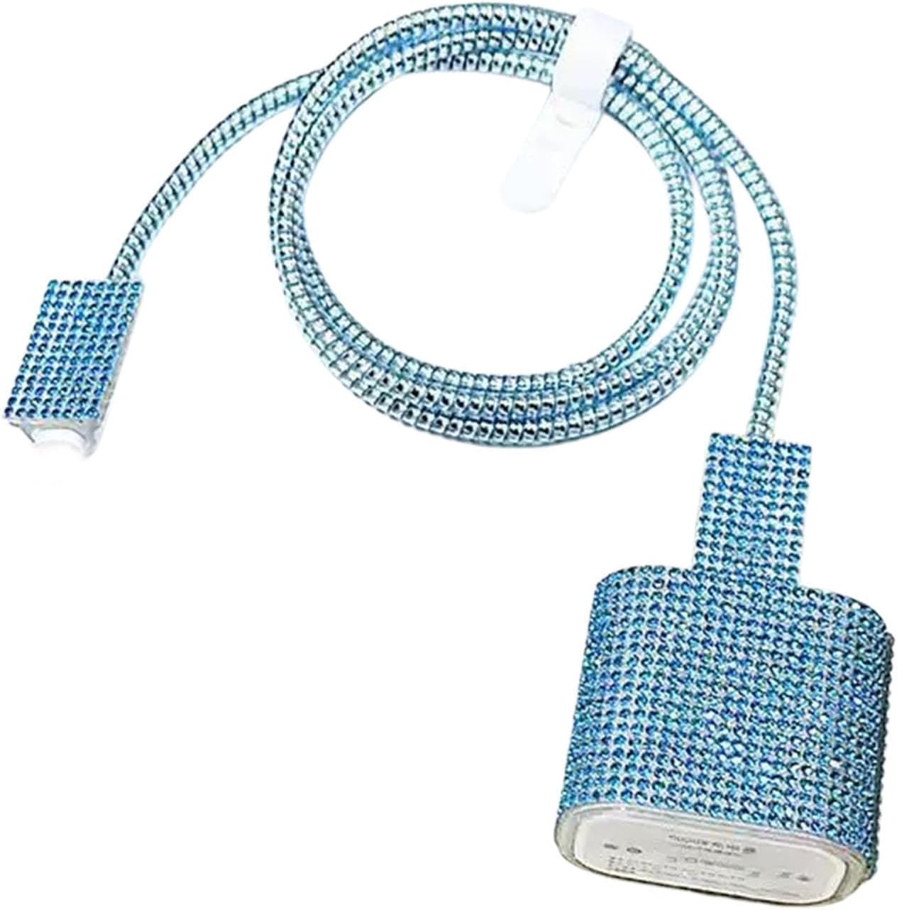 Luxury Rhinestoned Charging Case with Matching, Blue