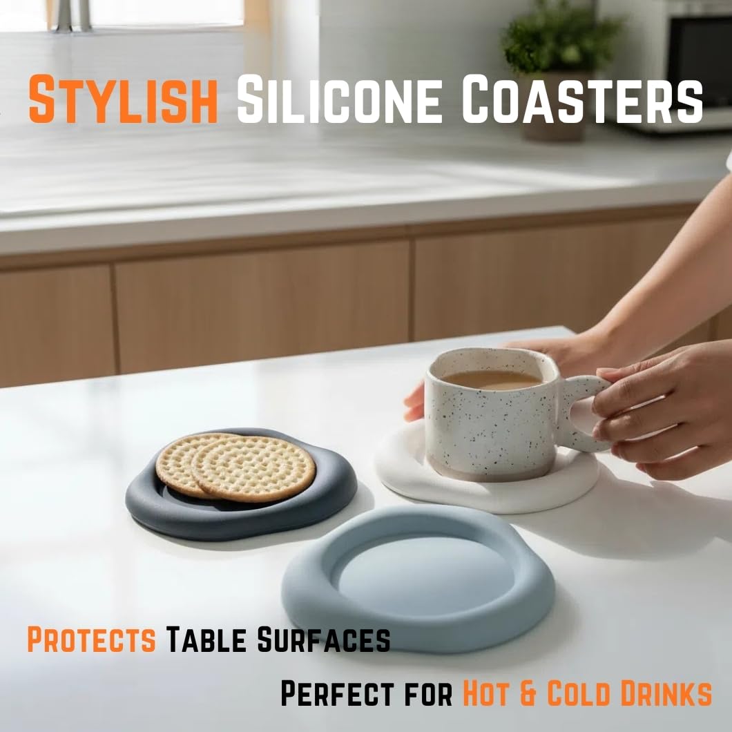 Set di 3 Sottobicchieri in silicone a forma di nuvola, Antiscivolo e resistenti al calore per bevande, Ideali per casa, Ufficio, Bar e ristorante – Design decorativo personalizzato