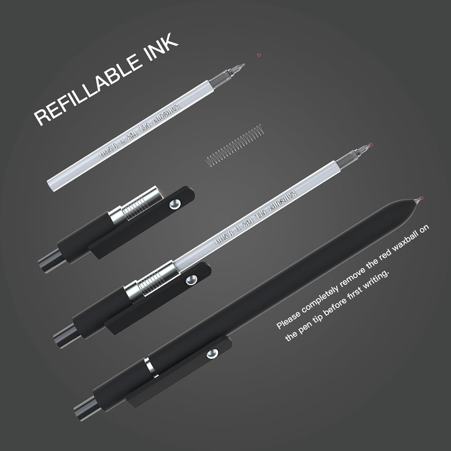 Gel Pens,0.5mm Fine Point Quick Dry Pens Smooth Writing Japanese gel pen,High-End Series Black Ink nurse aesthetic gel pen for Journaling Note Taking(10 Pcs Black Ink- Black shaft pens)