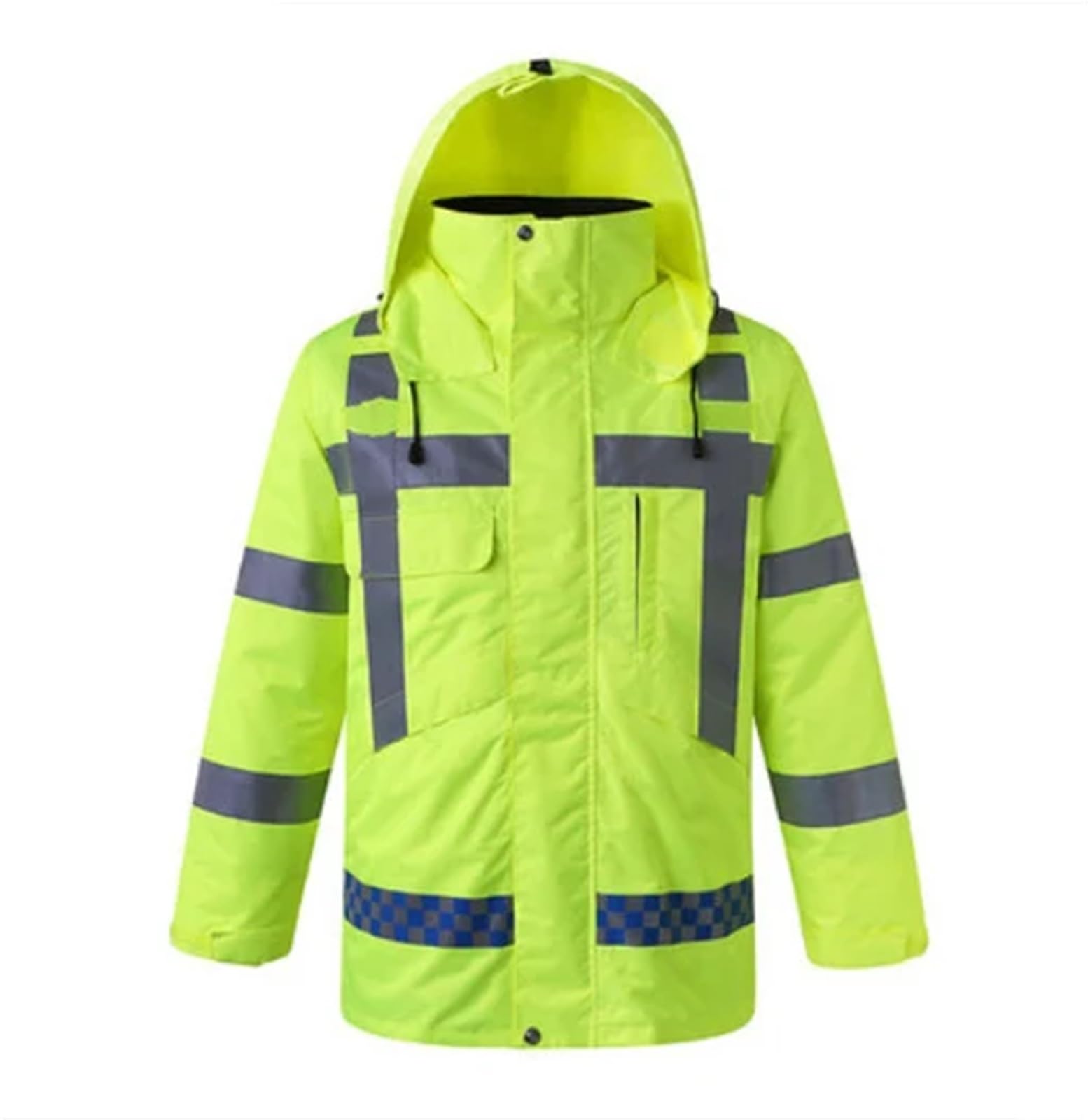 Chaleco reflectante de alta visibilidad, Chaqueta reflectante de alta visibilidad con forro algodón cálido for invierno, color amarillo, M-4XL