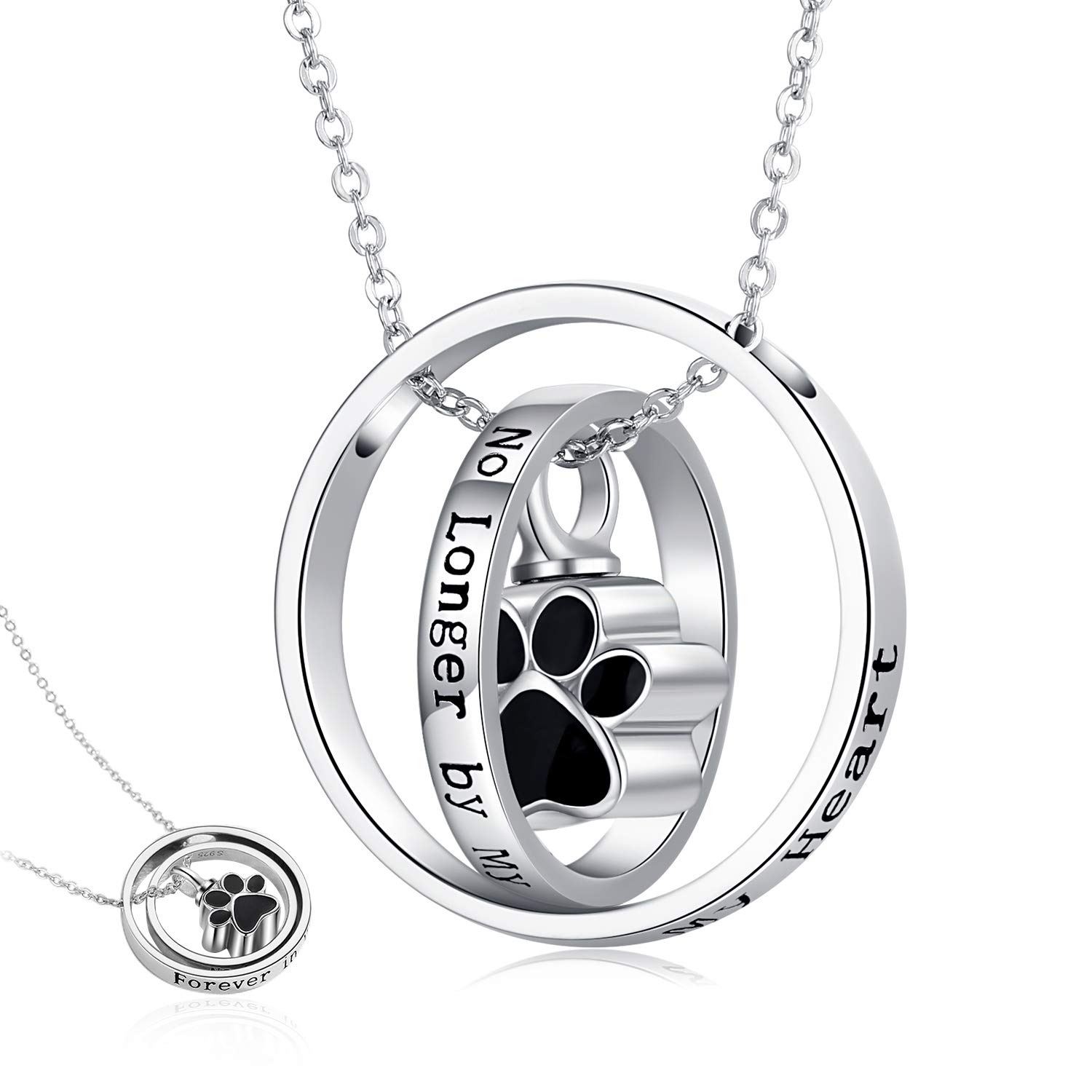 Collana con urna per ceneri in argento Sterling 925, con stampa di margherita/zampa di cane, ciondolo commemorativo per cremazione, gioiello per donne e amiche