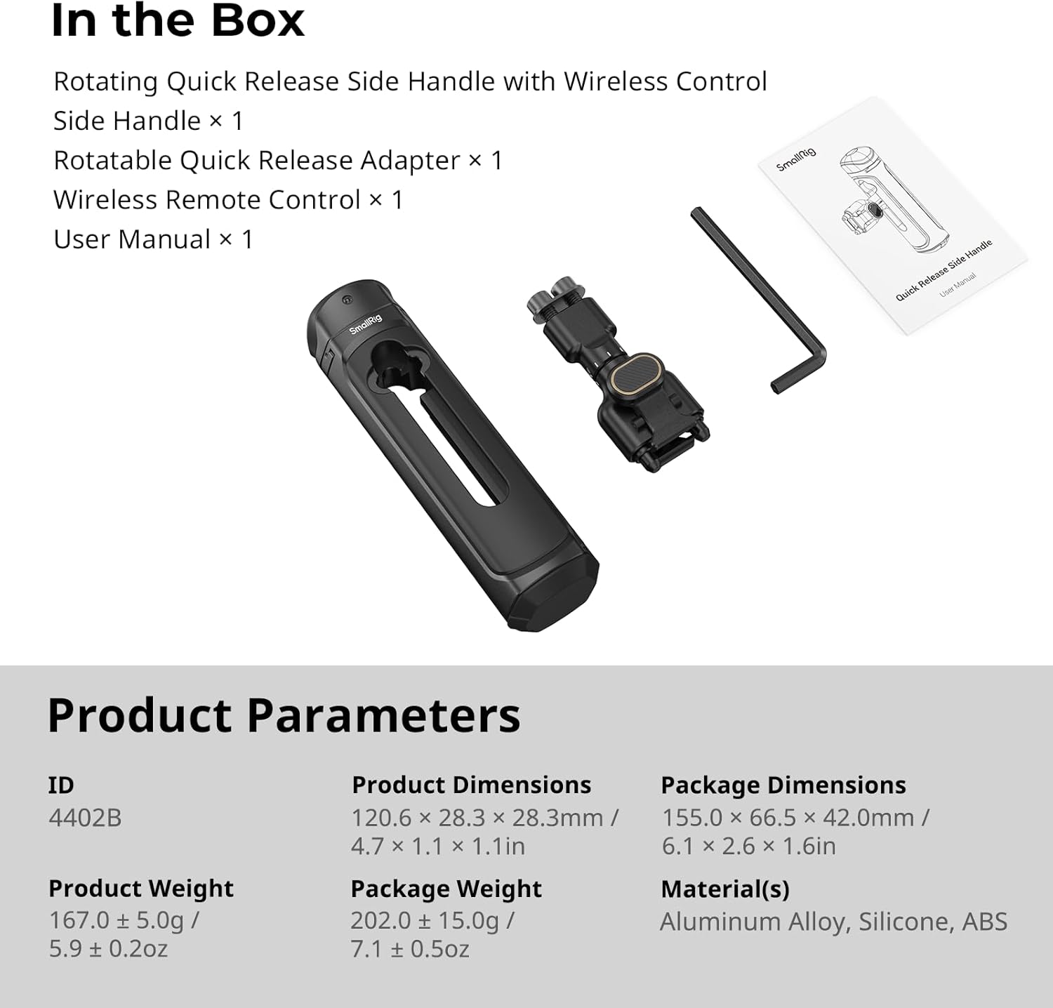 Three-step diagram showing how to replace the CR2032 battery in the SMALLRIG Wireless Remote Control Module: unscrew, insert battery, and re-secure cover.