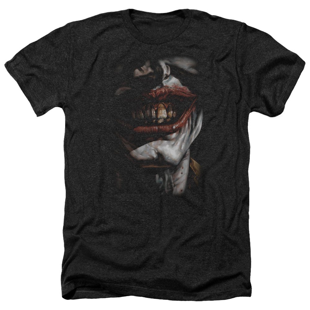 Batman DC Comics Arkham Asylum Joker Smile of Evil Adult Heather T-Shirt Tee
