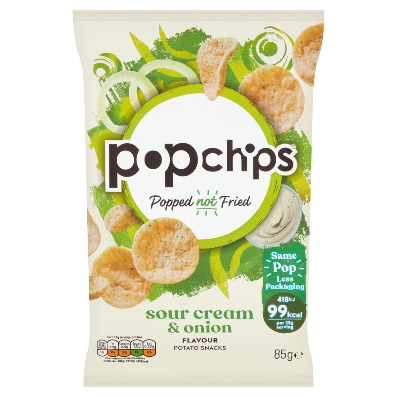 Popchips Sour Cream and Onion Popped Potato Chips 85 g (Pack of 8) 701415/1111