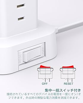 Amazon.co.jp: Addtam 電源タップ タワー 2m 延長コード【2025年