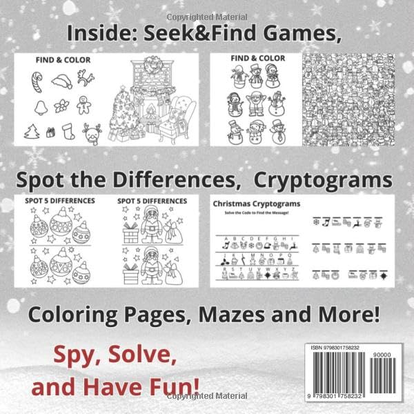 Seek & Find Christmas Activity Book: Stocking Stuffers for Kids: Fun Hidden Object Games, Brain Teasers, Coloring Pages, and a Perfect Christmas Gift for Creative Boys and Girls Ages 4-8 image 3