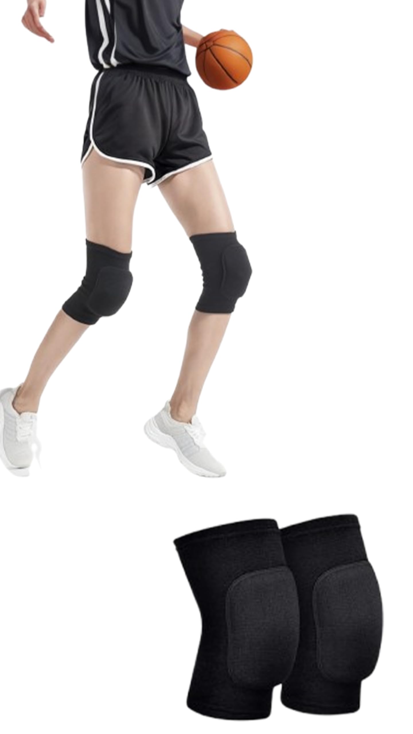 Sweet seven 1 Pair Versatile Knee Pads for Active Lifestyles - Volleyball, Dance, Yoga, Sports - Soft & Breathable - Men, Women, Kids - M, Black