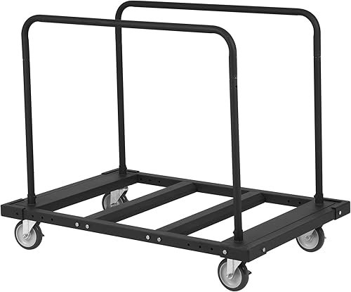Miniatura 9 de VEVOR Carrito de mesa plegable, carrito de mesa resistente de 1800 libras con ruedas giratorias de 5 pulgadas, carrito de escritorio negro para