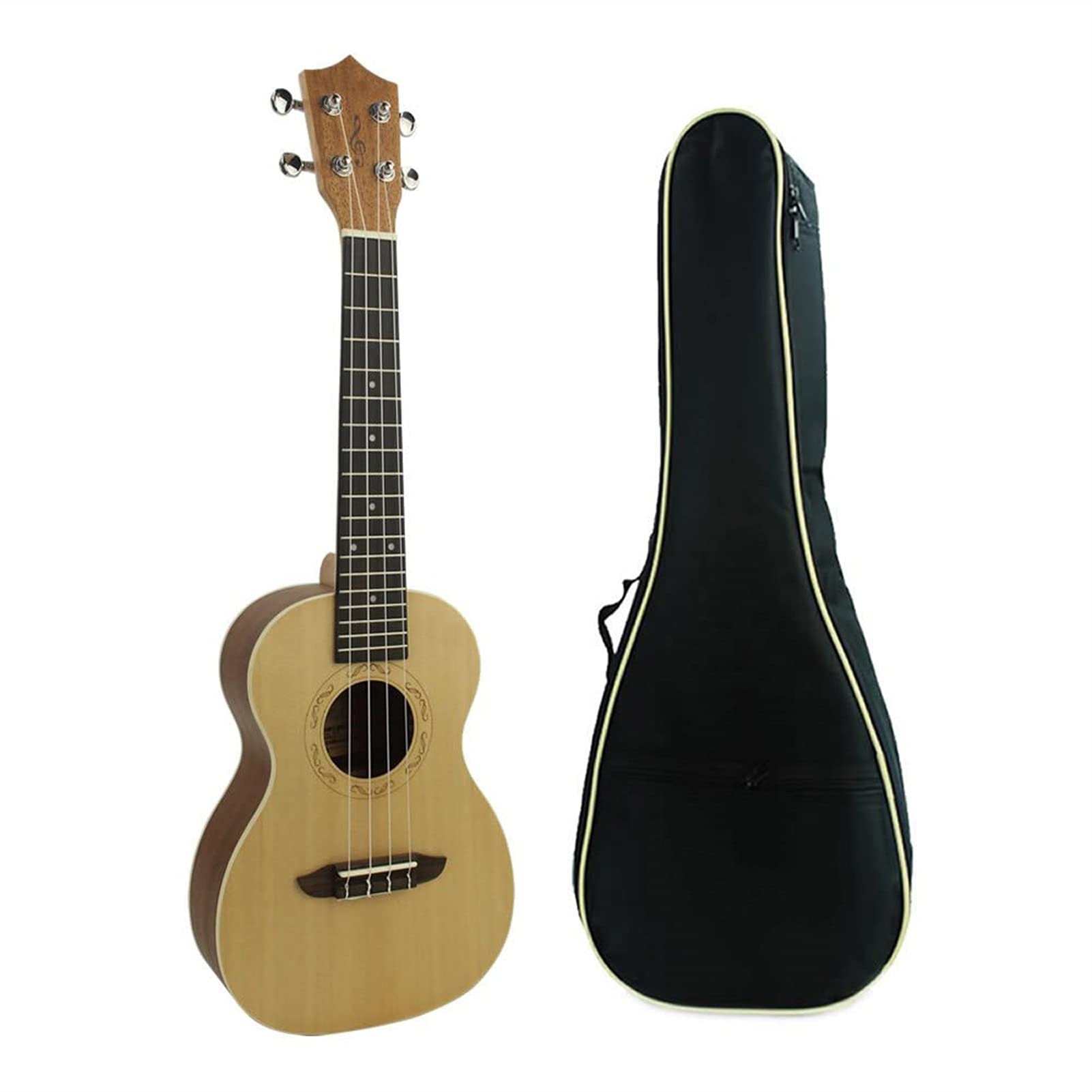Ukulele Bausatz Konzert-Ukulele 23 Zoll Konzert Ukulele Fichte Panel Sapele Back Plate Rosenholz Fingerboard Hawaii Mini Gitarre (Color : Uke with Bag)