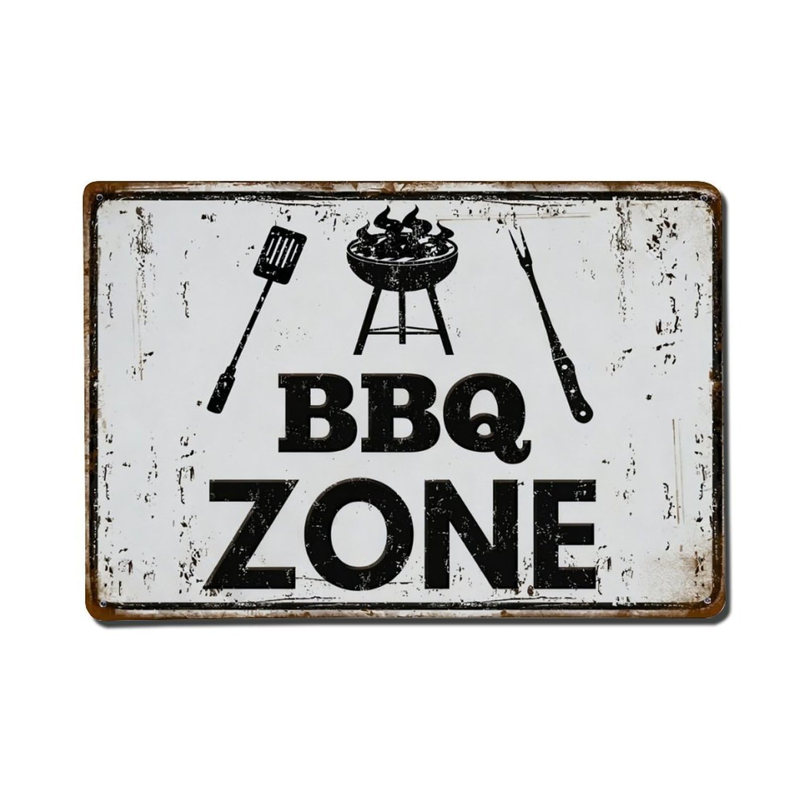 Vintage BBQ Zone Grill Area Metal Sign Vintage Aluminium Metal Sign, Retro Wall Decor for Home, Bar, Garage & Farmhouse 20x30cm