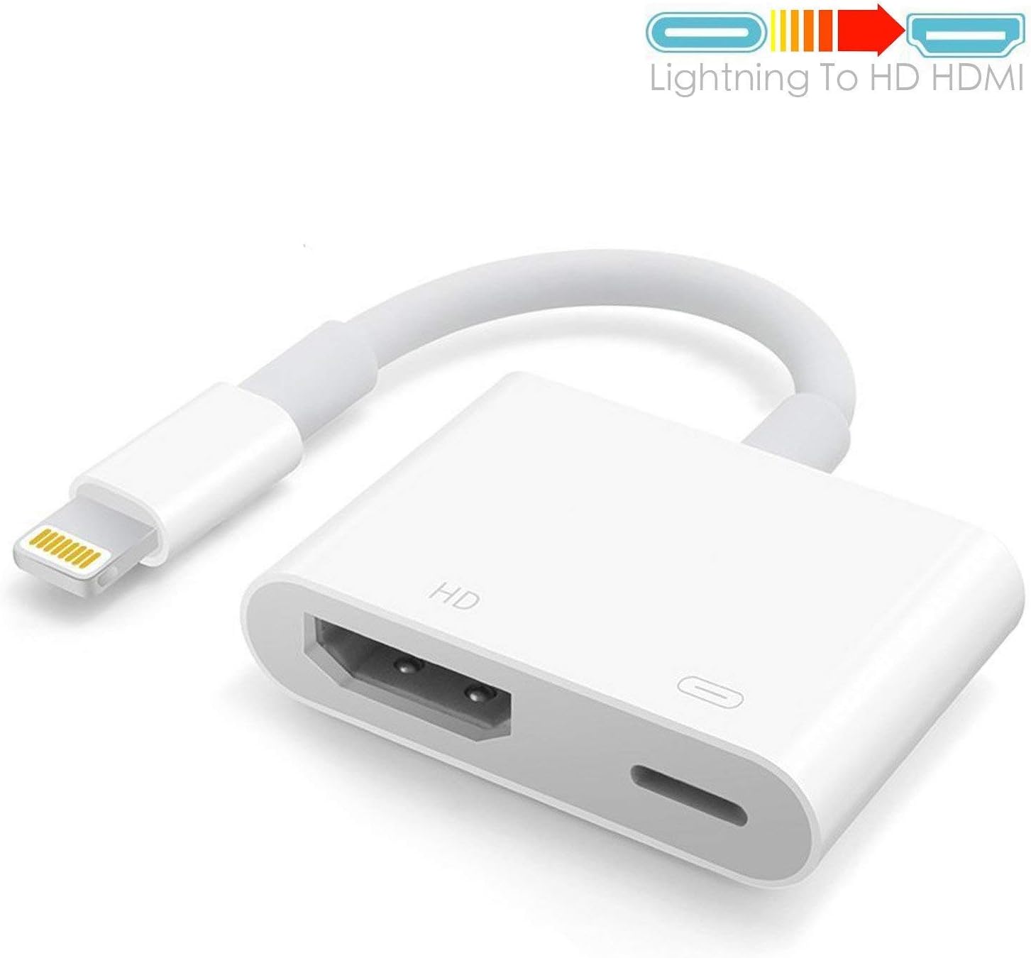 HDMI Adapter Video, XIIVIO HDMI Digital VA Adaptor Connector 1080P with Charging Port Compatible with iPhone X / 8/7 / 6 Plus/iPad to HD TV/Monitor / Projector/Laptop / Car