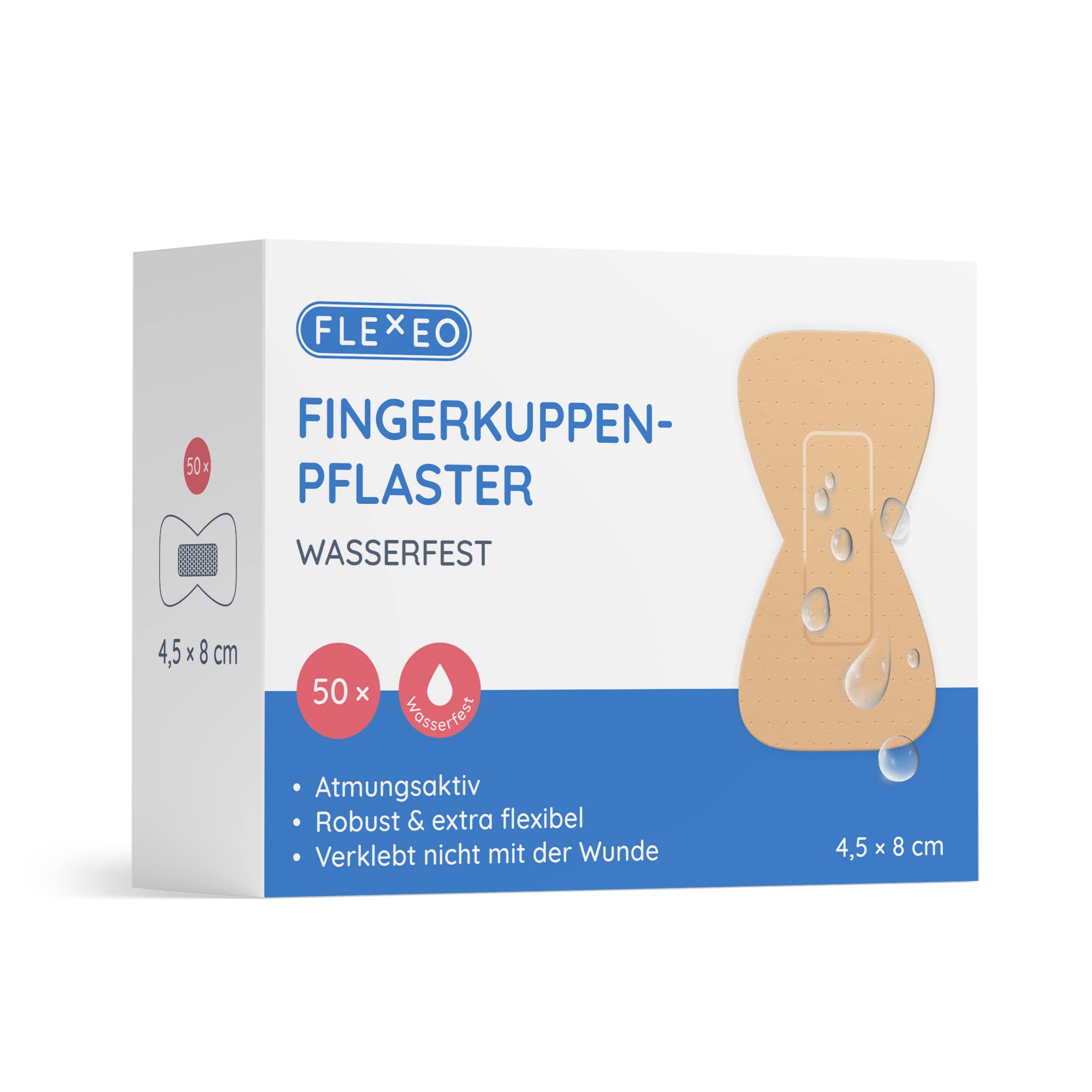 FLEXEO Fingerkuppenpflaster wasserfest beige 4,5x8 cm, 50 St
