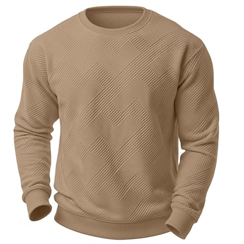 Sailwind Men's Crewneck Casual Sweatshirts Geometric Texture Long Sleeve Solid