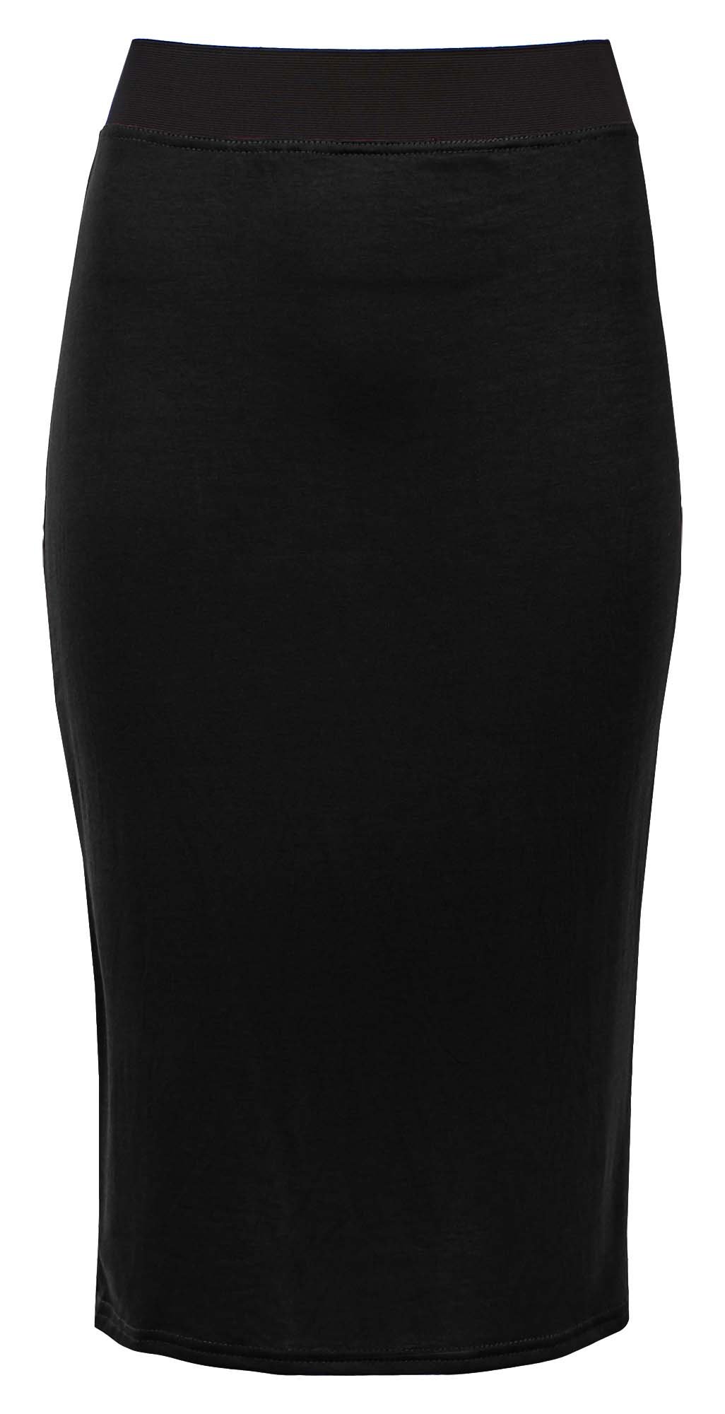 Body2Body BNWT Below Knee Skirt Womens Plain Bodycon Pencil High Waisted Stretch Midi 8-14 (S/M (UK8/10), Black)