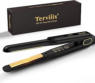Terviiix 24K Titanium Pencil Hair Crimper for Volume, Crimper Hair Iron for Thin Hair Roots, Mini Crimping Iron with Mirco Crimp Plates for Maximum Root Volumize, Travel-Ready, Dual Voltage, 1/2 Inch