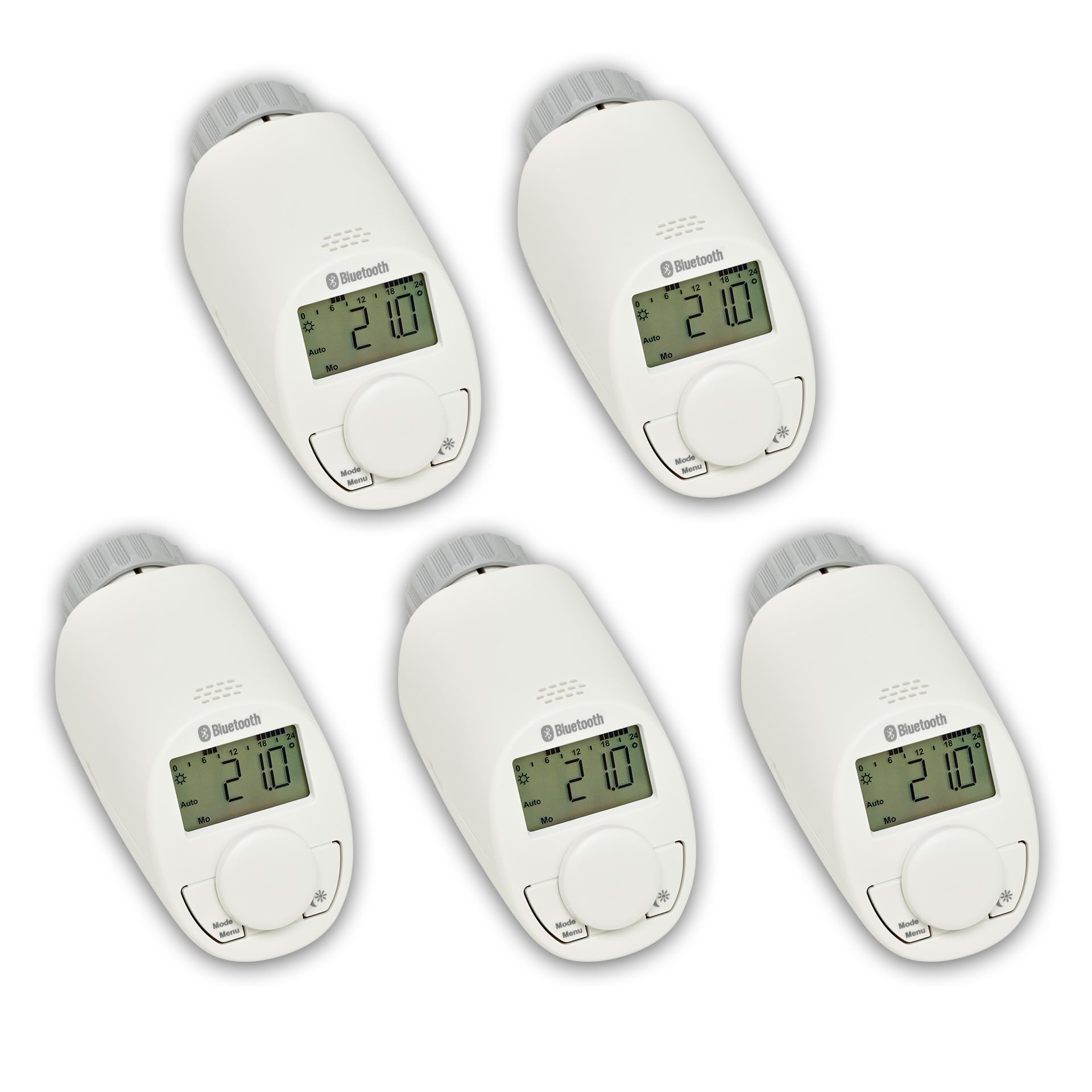 Eqiva Bluetooth Smart - Termostato electrónico para radiador, 5 Unidades, con Control por aplicación