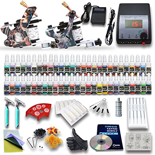Popular Beginner Tattoo Kit Set 40 Color Inks Power 2 Guns Y-21