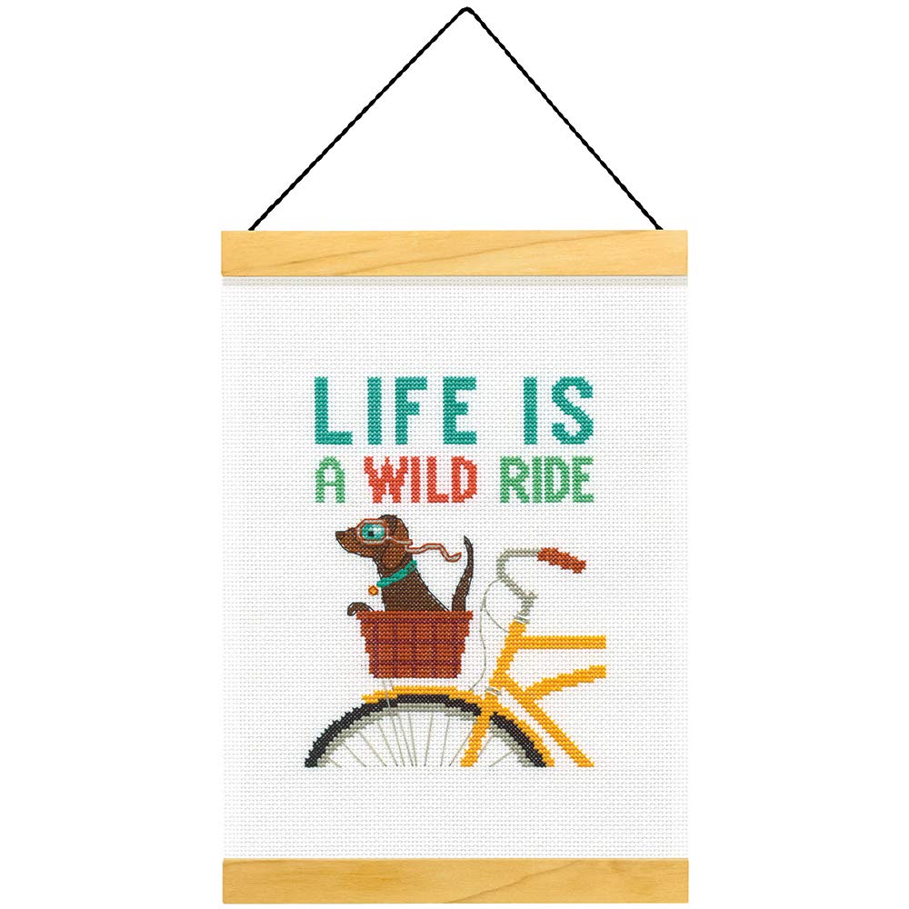 Dimensions 'Wild Ride' Counted Cross Stitch Kit for Beginners, 14 Count White Aida, 8''L x 11.5H''