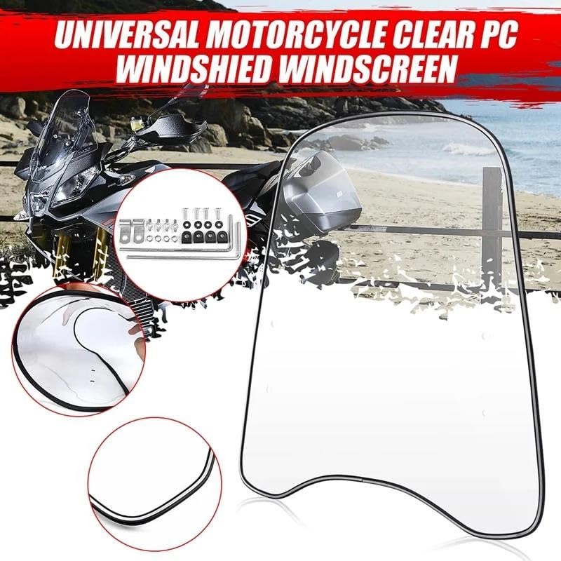 Deflettore Moto Parabrezza Universale per Moto, Spessore 2 mm, deflettore Trasparente, Protezione Antivento Trasparente Spoiler Parabrezza